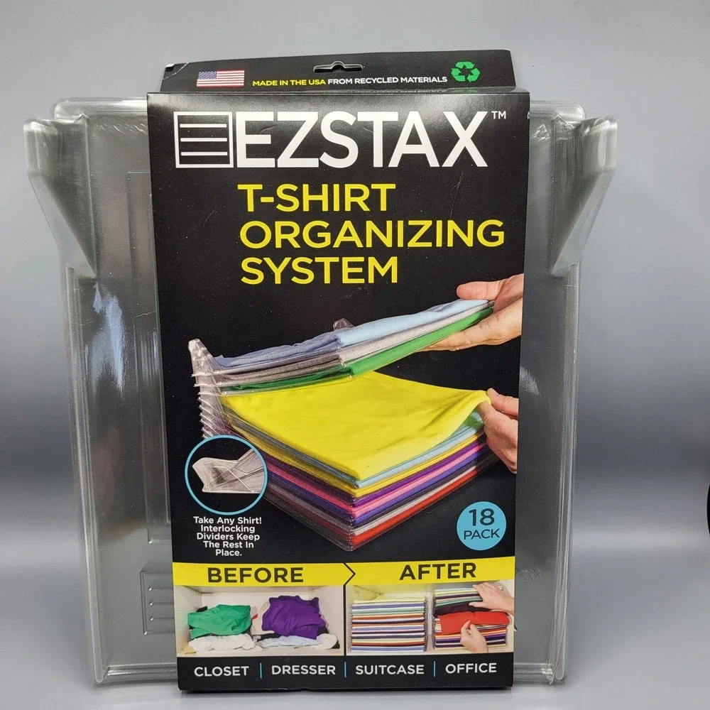 Ezstax T-Shirt Organizing System 18-Pack For Closet Dresser Suitcase Or Office